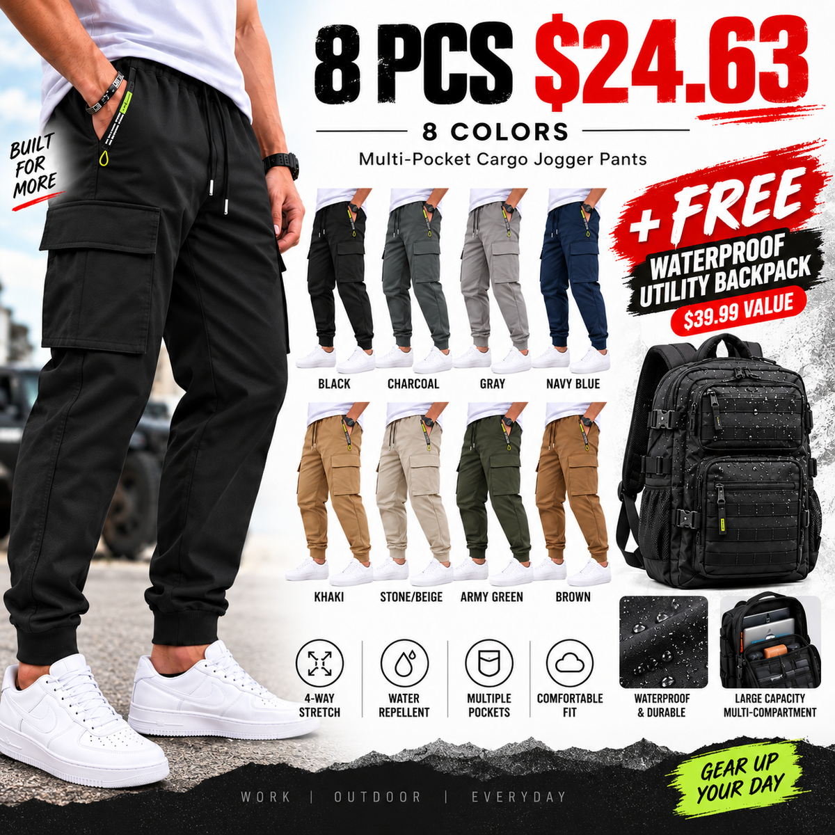 🔥 BESTSELLER |Men’s Multi-Pocket Cargo Jogger Pants