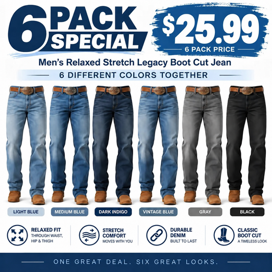 🔥 BESTSELLER | 6PCS $25.99 | Men's Original Fit Western Jeans