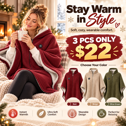 🔥 BESTSELLER | 3PCS $22.99 | Wearable Heated Blanket – Cozy Hands-Free Warmth