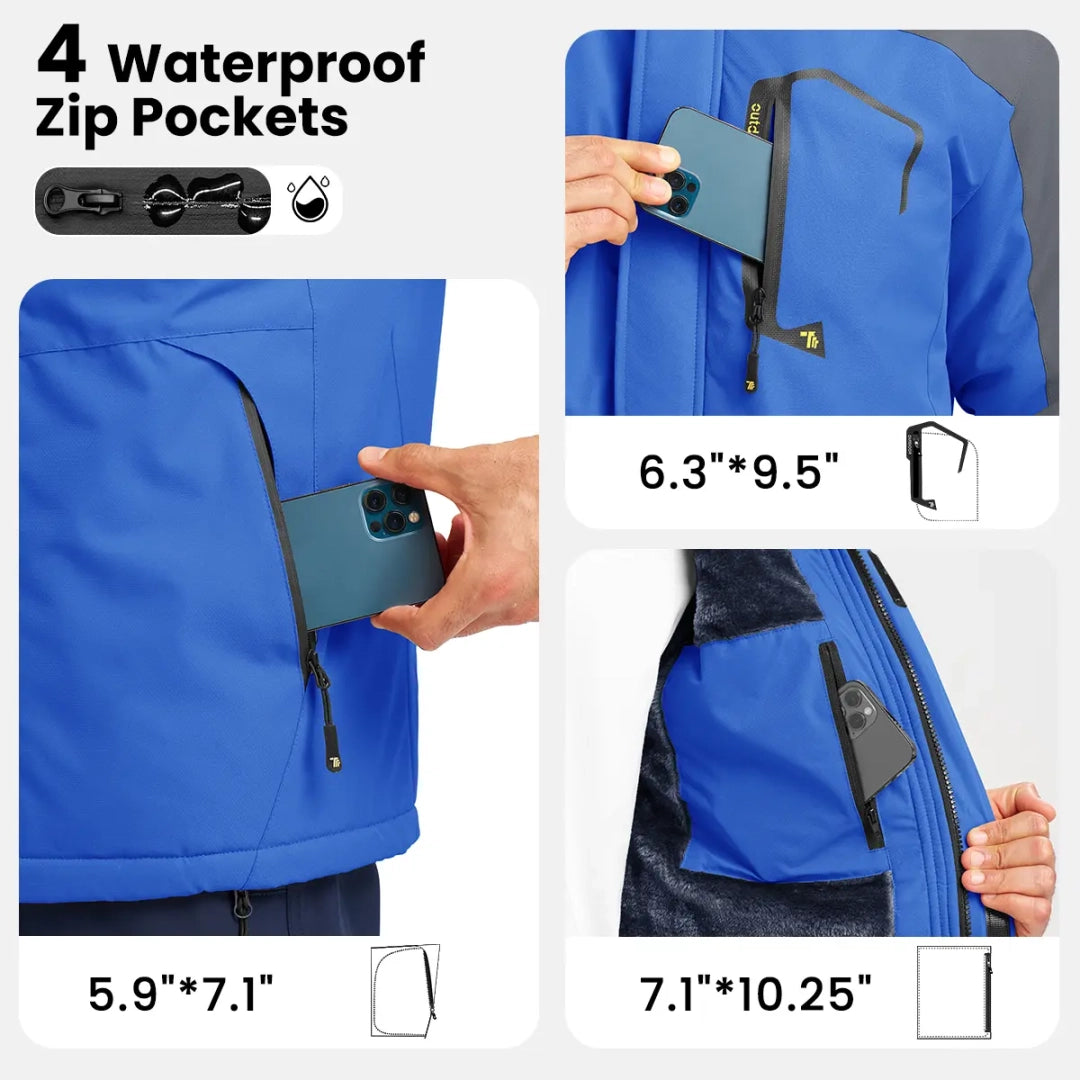 🔥 BESTSELLER | 4PCS $29.99 | Men's Waterproof Insulated Ski Snow Jacket Big & Tall Sizes