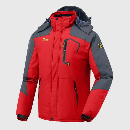 Red insulated ski snow jacket