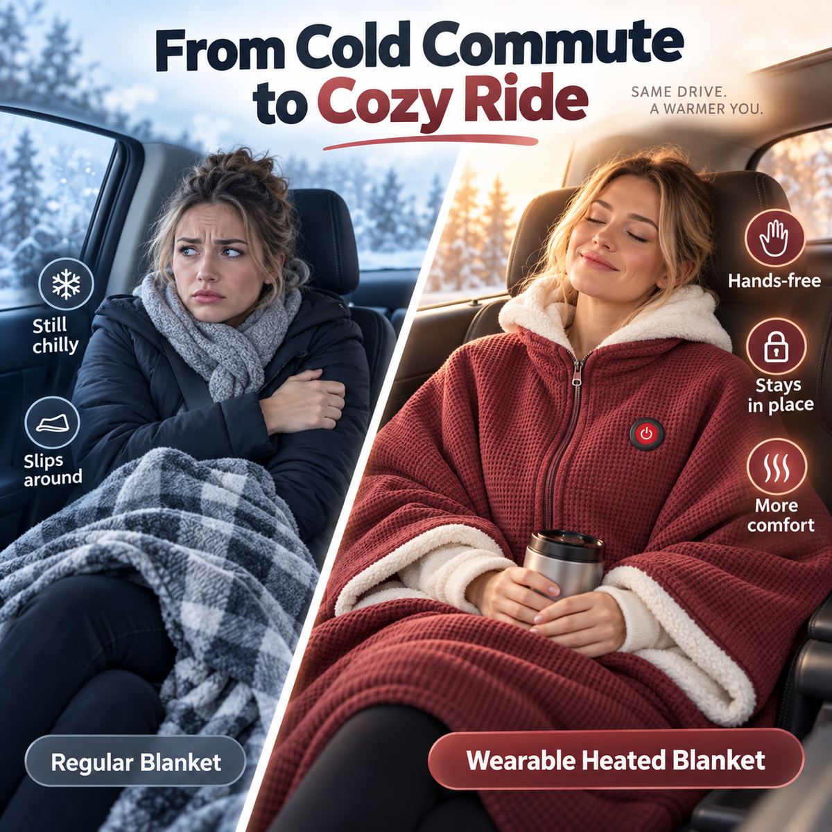 🔥 BESTSELLER | 3PCS $22.99 | Wearable Heated Blanket – Cozy Hands-Free Warmth