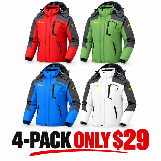 🔥 BESTSELLER | 4PCS $29.99 | Men's Waterproof Insulated Ski Snow Jacket Big & Tall Sizes