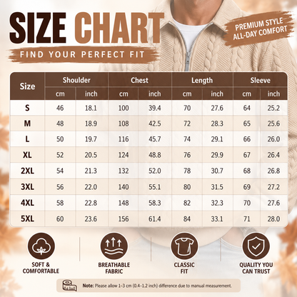 Men's Casual Solid Color Twist Texture Loose Long-sleeved Lapel Zipper Polo Shirt